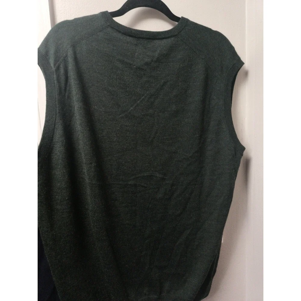 Peter Millar Vest Men's Large Green V-Neck Merino Wool Pullover
